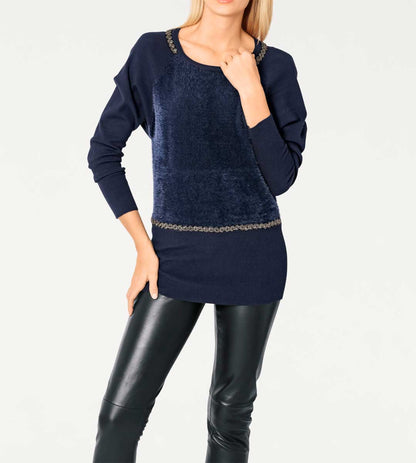Rick Cardona Damen Designer-Longpullover, marine