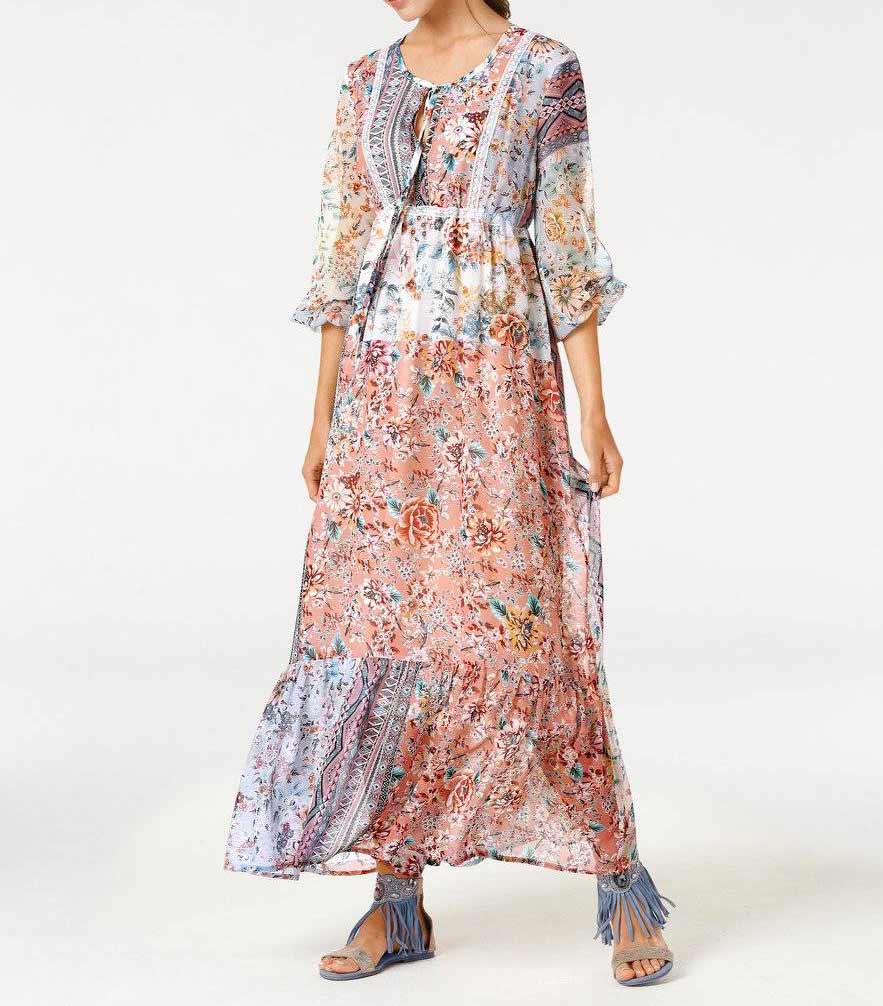 LINEA TESINI Damen Designer-Maxikleid, bunt