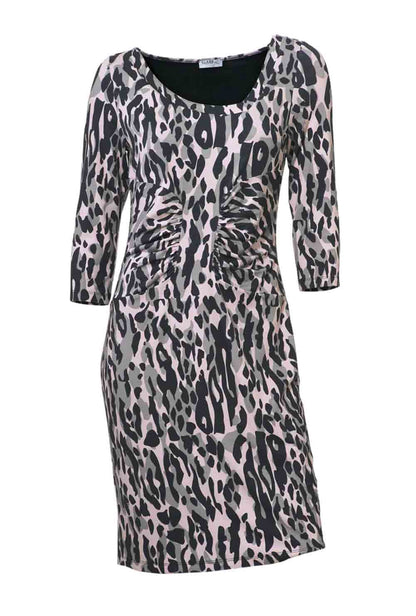Class International Damen Bodyforming-Leomusterkleid, anthrazit-rosa