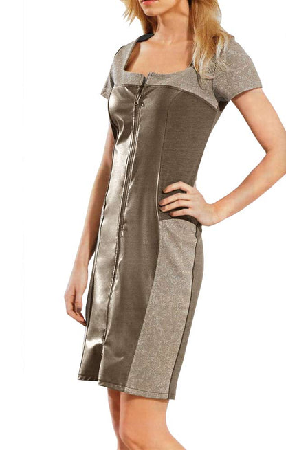 Heine Damen Patchwork-Kleid, taupe