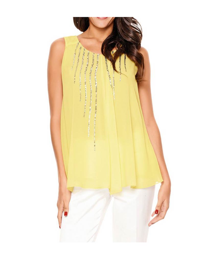 ASHLEY BROOKE Damen Designer-Blusentop m. Pailletten, vanille