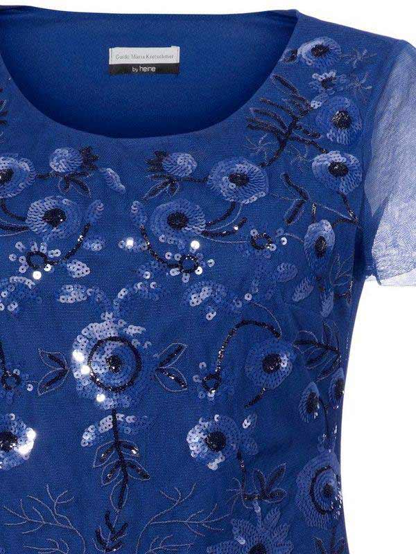 Guido Maria Kretschmer Damen Designer-Paillettenshirt, royalblau