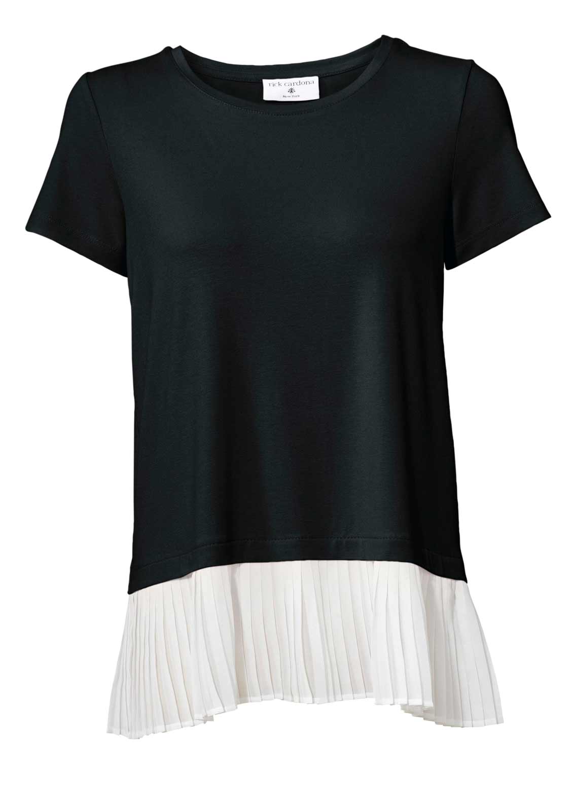 Rick Cardona Damen Designer-2-in-1-Shirt, ecru-schwarz