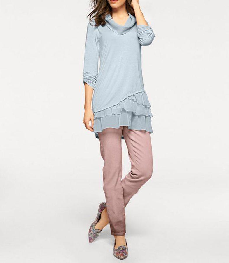 LINEA TESINI Damen Designer-Shirt 2-in-1, hellblau