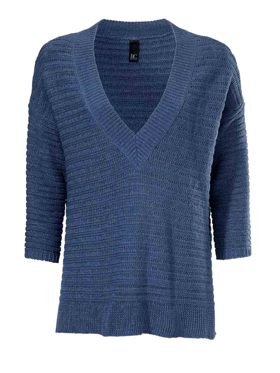 Heine - Best Connections Damen V-Pullover, jeansblau