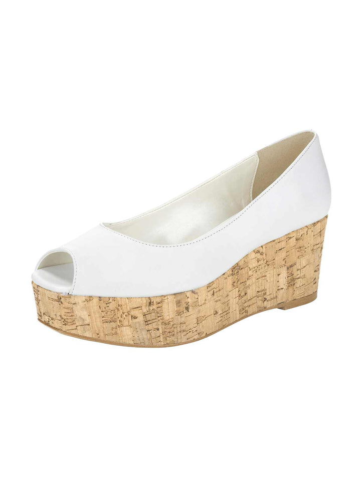 Heine Damen Leder-Peeptoe, weiß