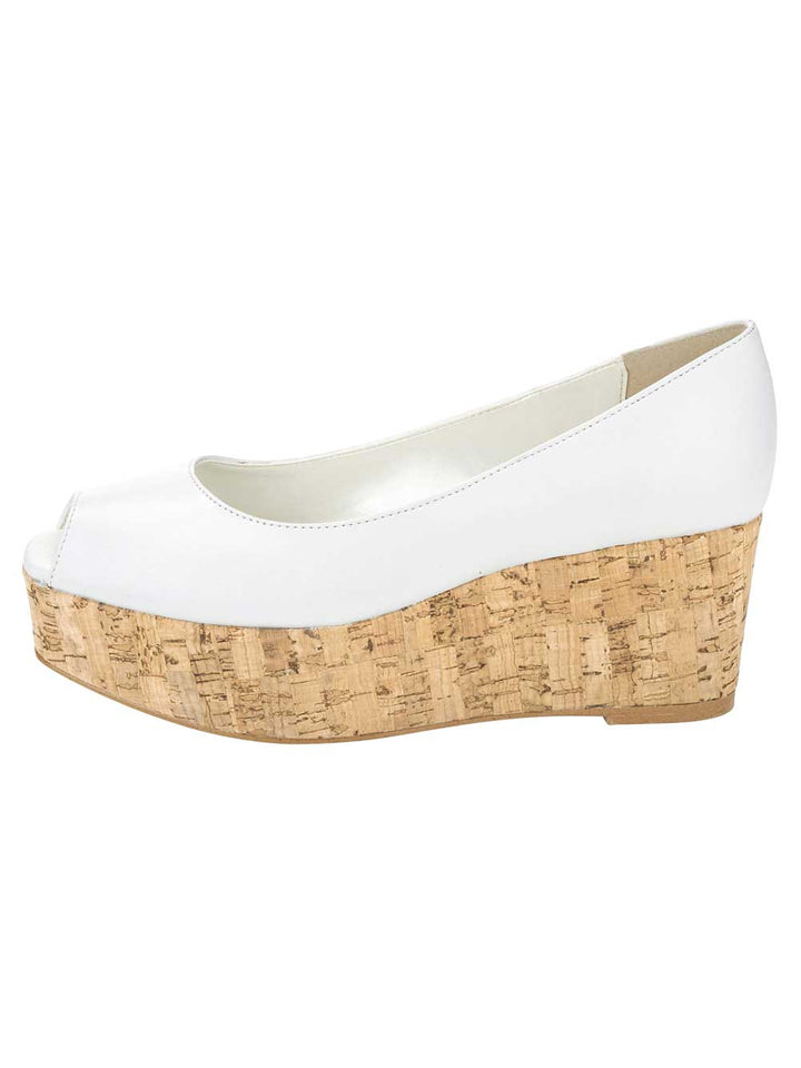 Heine Damen Leder-Peeptoe, weiß