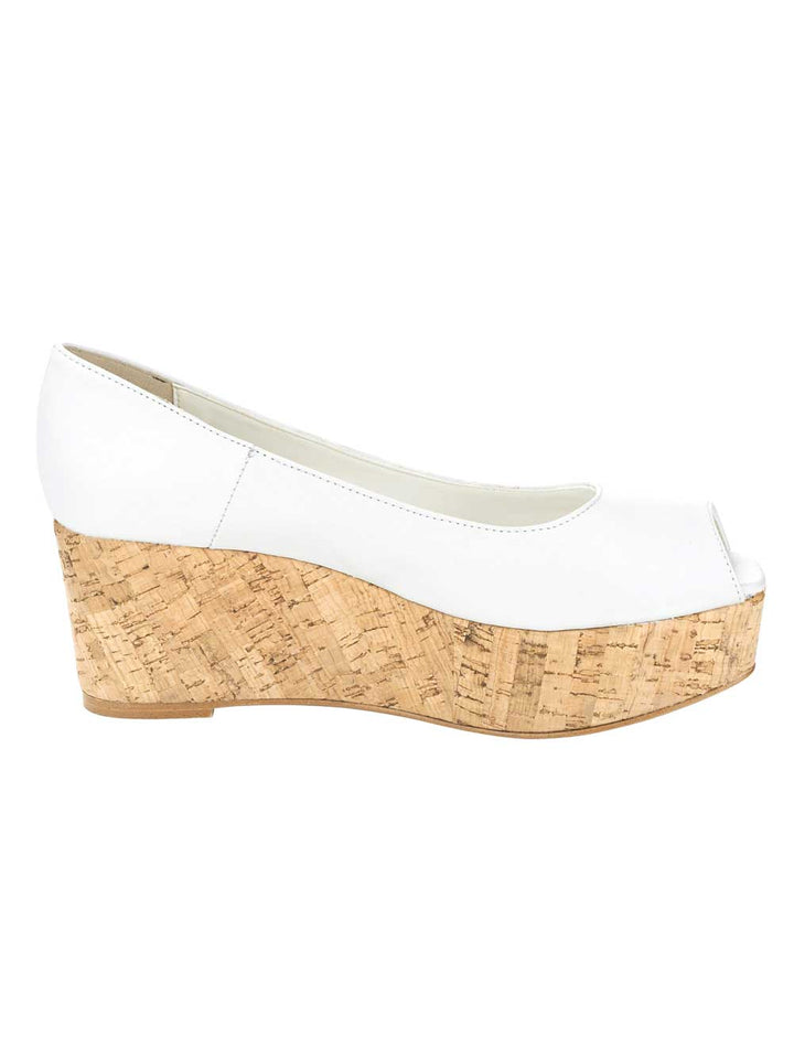 Heine Damen Leder-Peeptoe, weiß