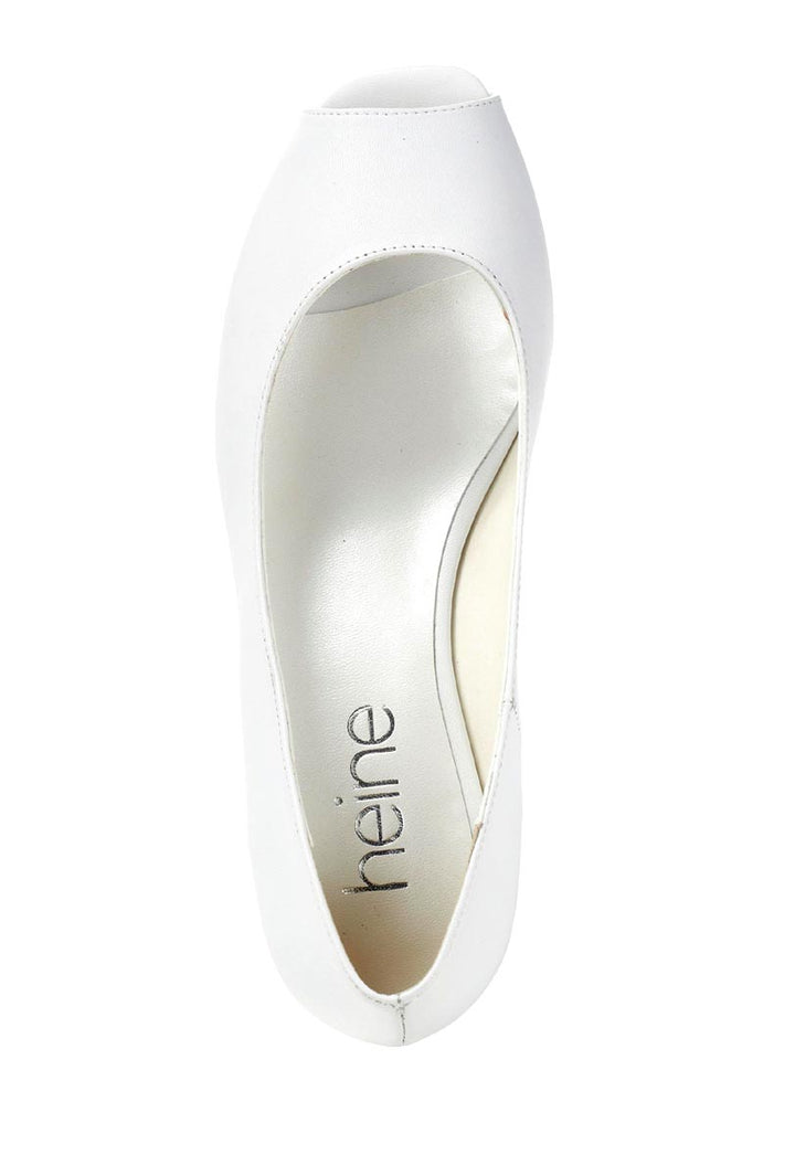 Heine Damen Leder-Peeptoe, weiß