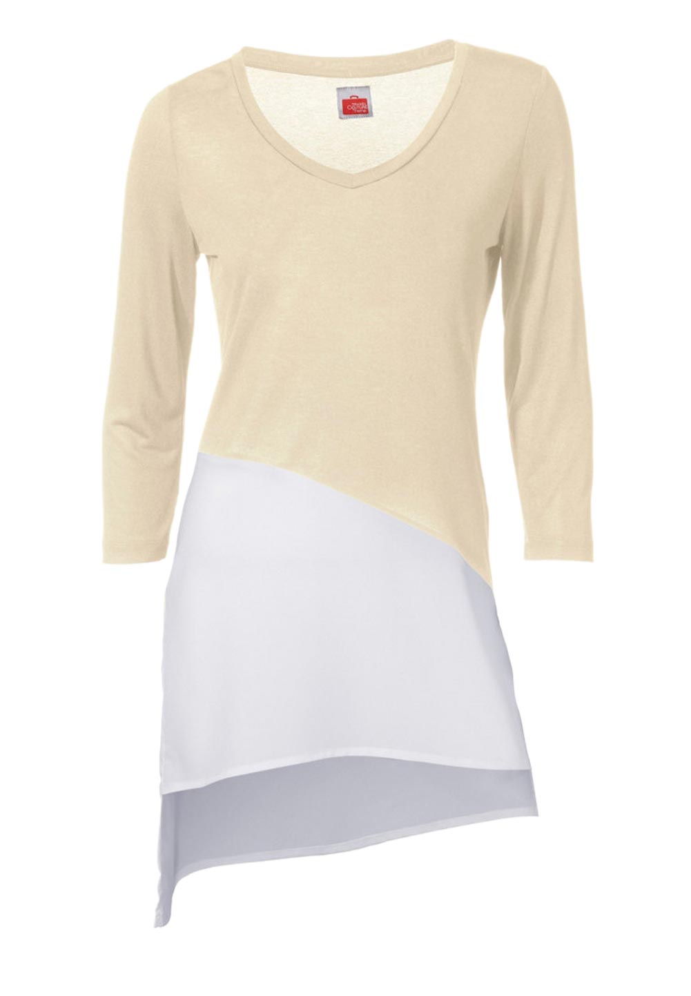 RICK CARDONA Damen Designer-Shirtbluse, sand-weiß