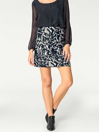 Rick Cardona Damen Designer-Jacquardrock, marine-grau