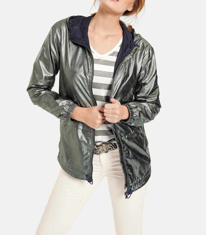 HEINE - BEST CONNECTIONS Damen Kapuzenjacke, schilfgrün-metallic