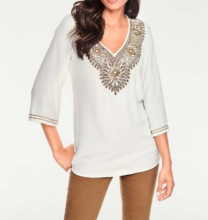 Ashley Brooke Damen Designer-Georgette-Tunika, offwhite