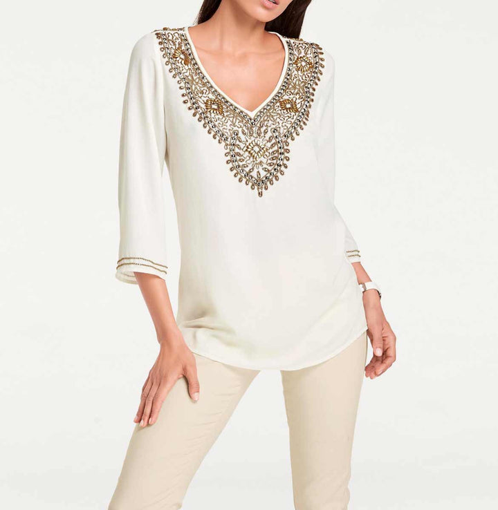 Ashley Brooke Damen Designer-Georgette-Tunika, offwhite