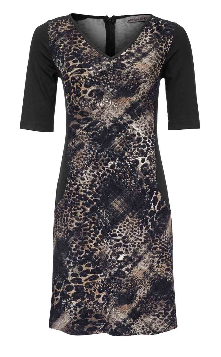 ASHLEY BROOKE Damen Designer-Kleid, schwarz-camel