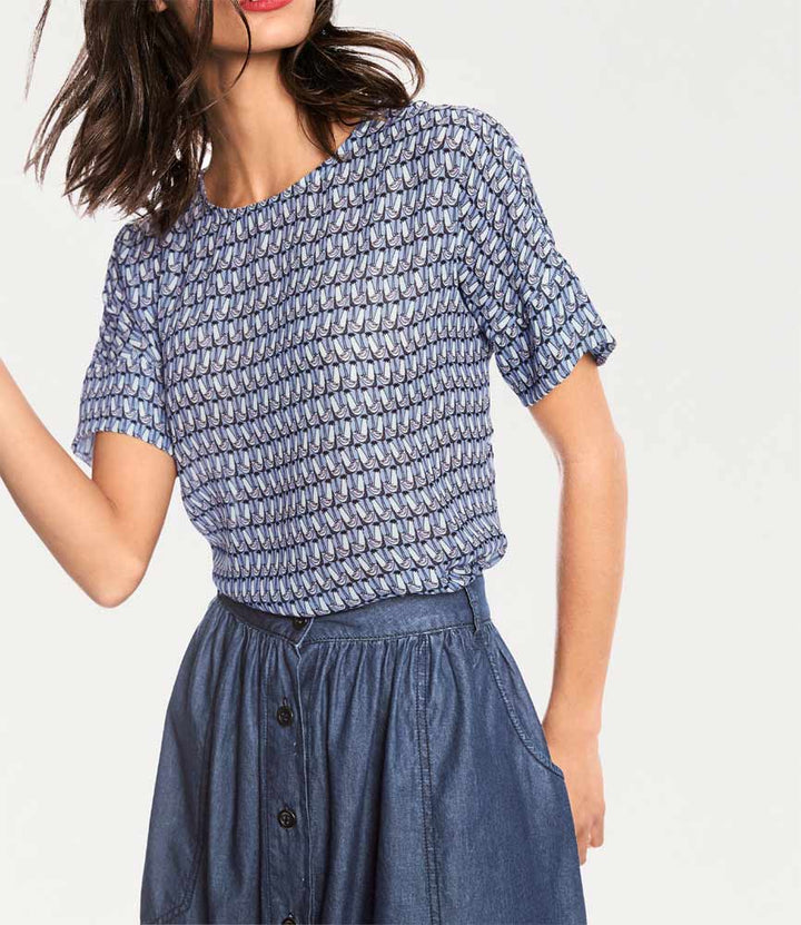 Rick Cardona Damen Designer-Druckbluse, blau-bunt
