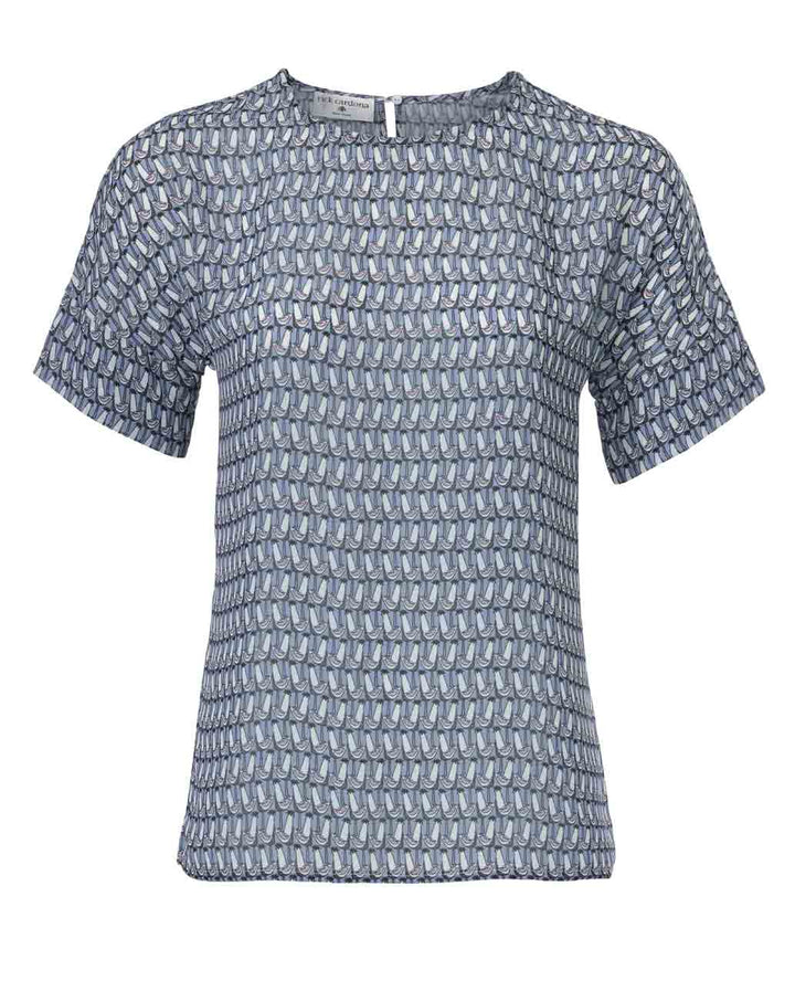 Rick Cardona Damen Designer-Druckbluse, blau-bunt
