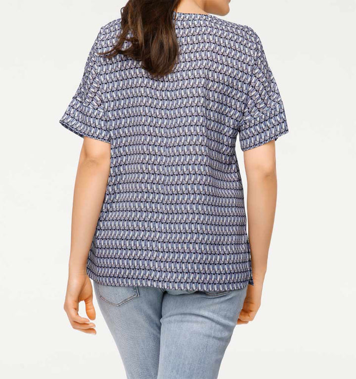 Rick Cardona Damen Designer-Druckbluse, blau-bunt