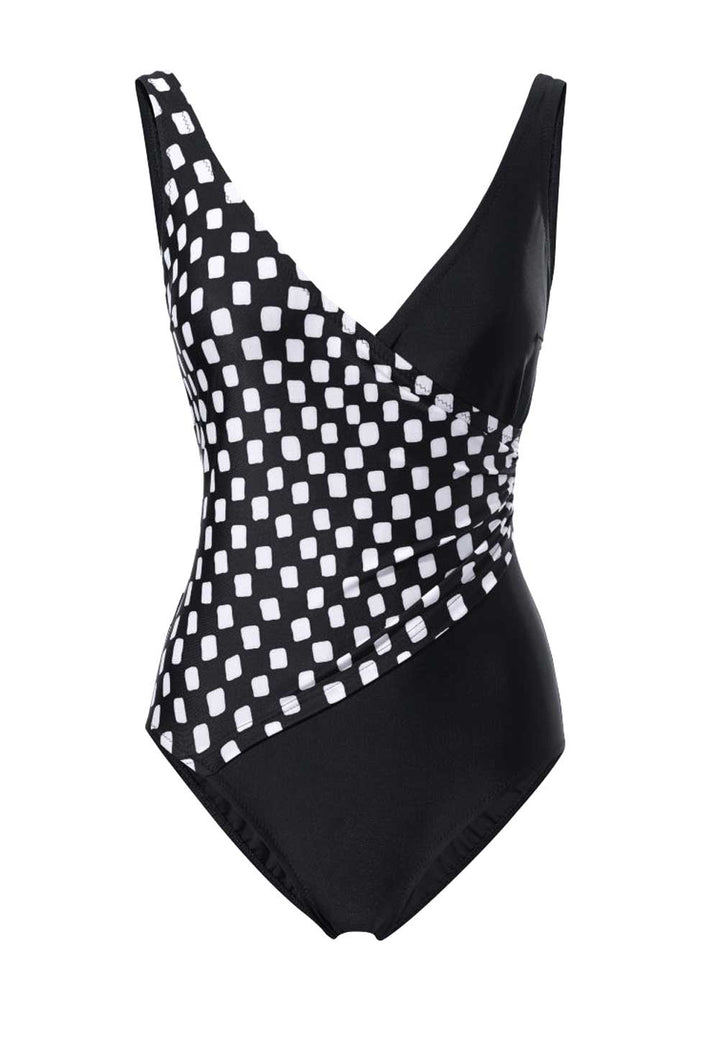 Diva Damen Badeanzug, schwarz-weiß, C-Cup