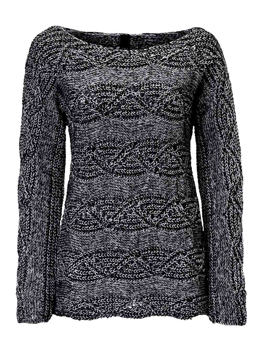 Heine - Best Connections Damen Grobstrickpullover, schwarz-silberfarben