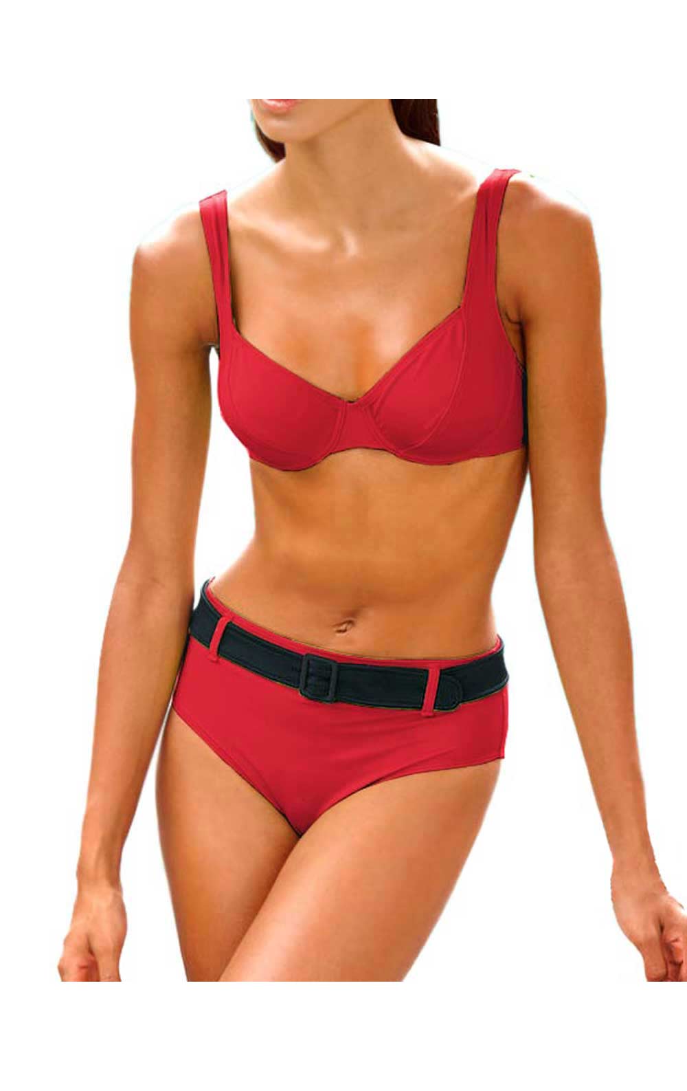 HEINE Damen Body-Shaping-Bikini, rot-schwarz