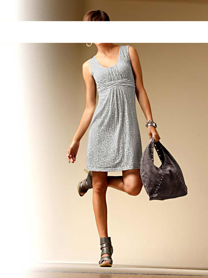 Heine Damen Ausbrennerkleid, grau