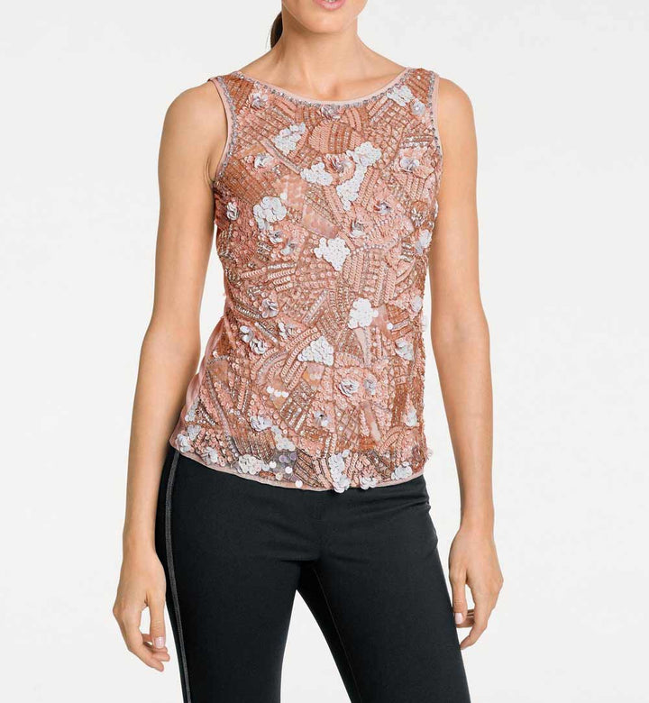 Ashley Brooke Damen Designer-Perlenitop, rosé