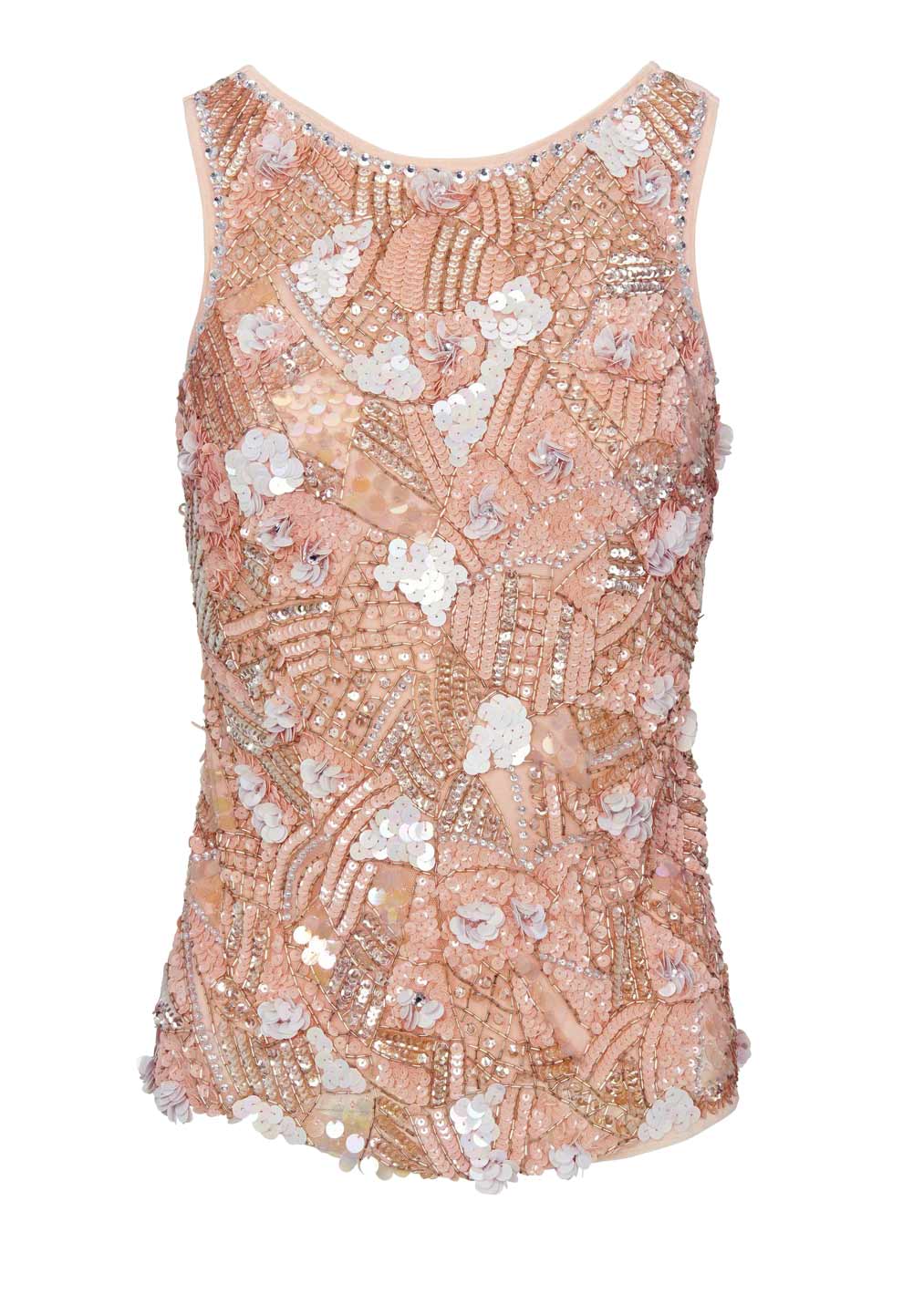 Ashley Brooke Damen Designer-Perlenitop, rosé