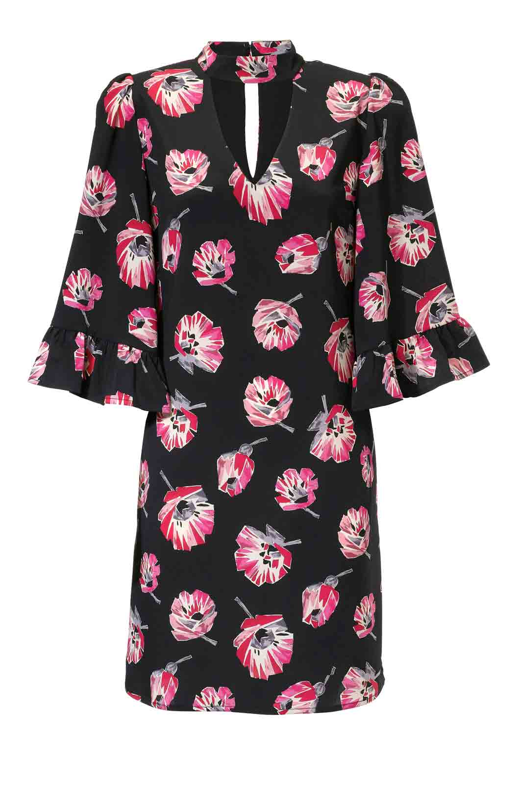 Ashley Brooke Damen Designer-Druckkleid, schwarz-pink