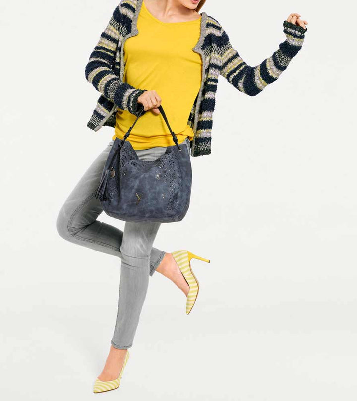 Heine - Best Connections Damen Grobstrickjacke, gelb-marine