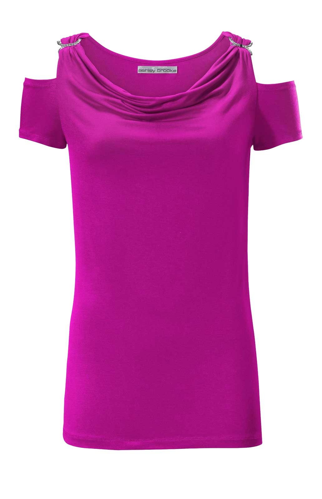 Ashley Brooke Damen Designer-Wasserfallshirt mit Strass, pink