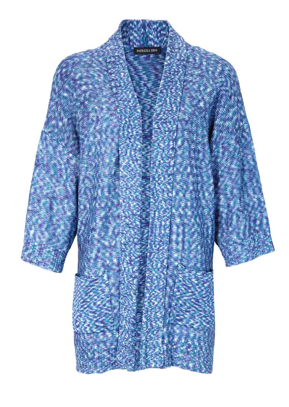 Patrizia Dini Damen Designer-Longstrickjacke, blau-bunt