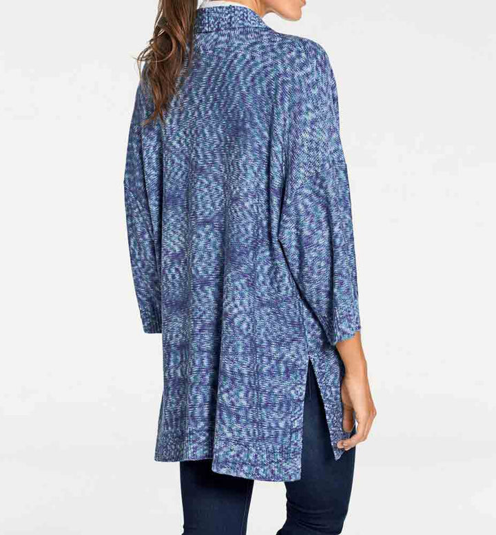 Patrizia Dini Damen Designer-Longstrickjacke, blau-bunt