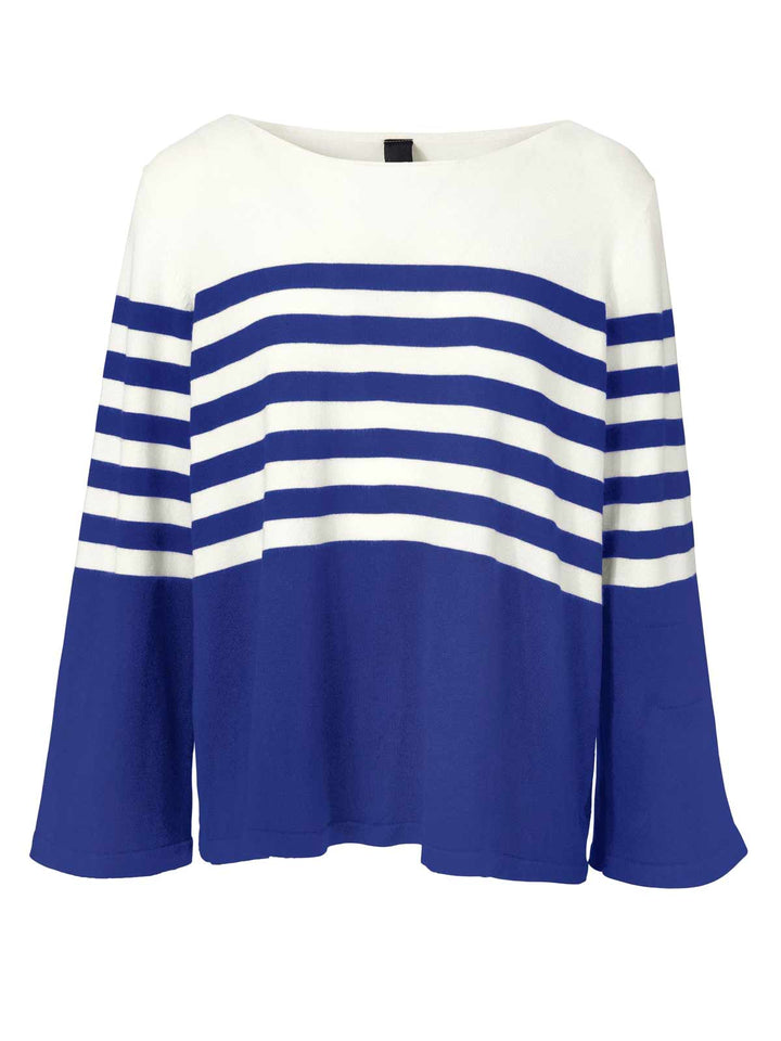 Heine - Best Connections Damen Feinstrickpullover, ecru-blau