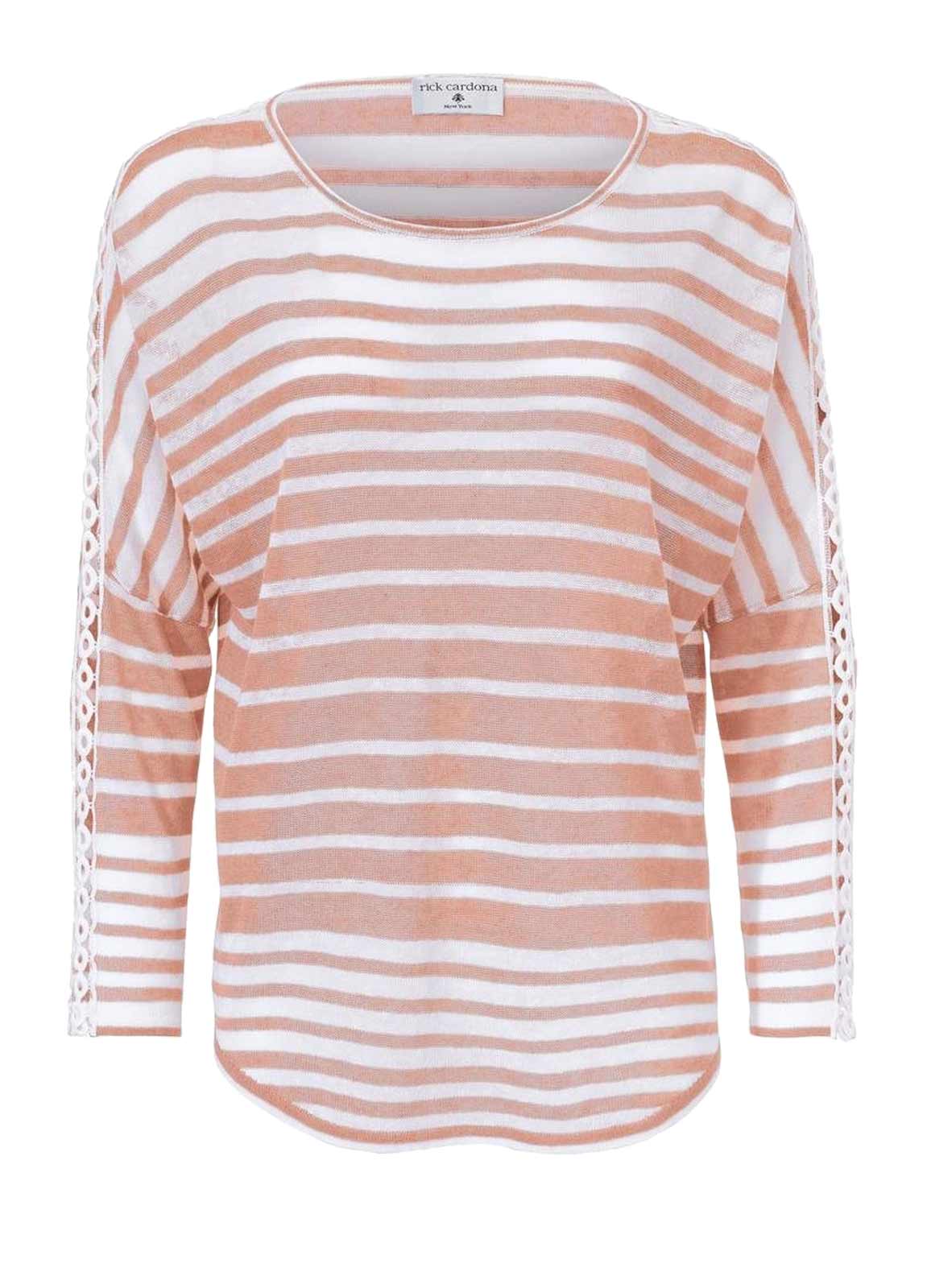 Rick Cardona Damen Designer-Oversized-Pullover, rosé-ecru