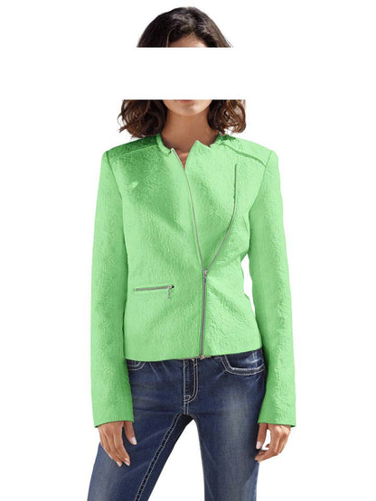Heine - Best Connections Damen Jacquard-Bikerjacke, lindgrün