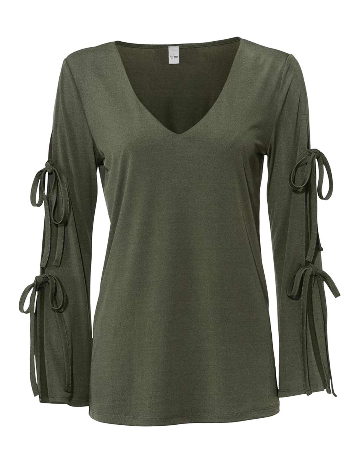 HEINE Damen Shirt m. Schnürung, oliv