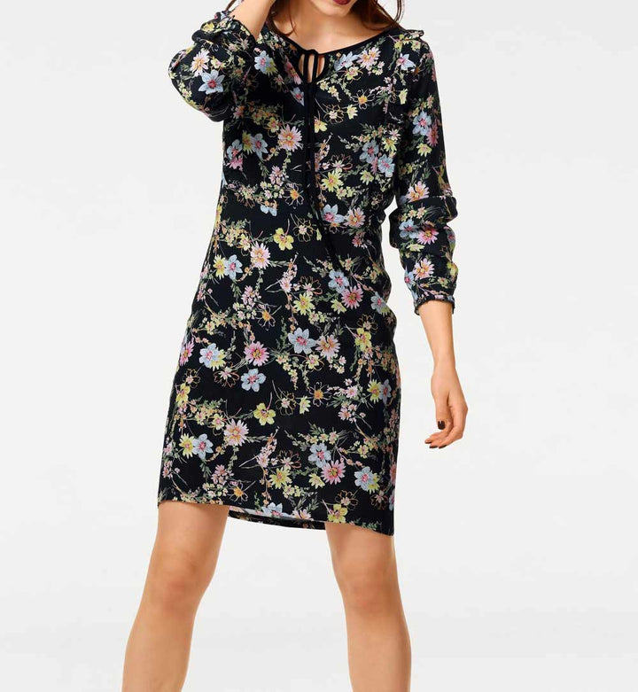 HEINE - BEST CONNECTIONS Damen Druckkleid, schwarz-bunt