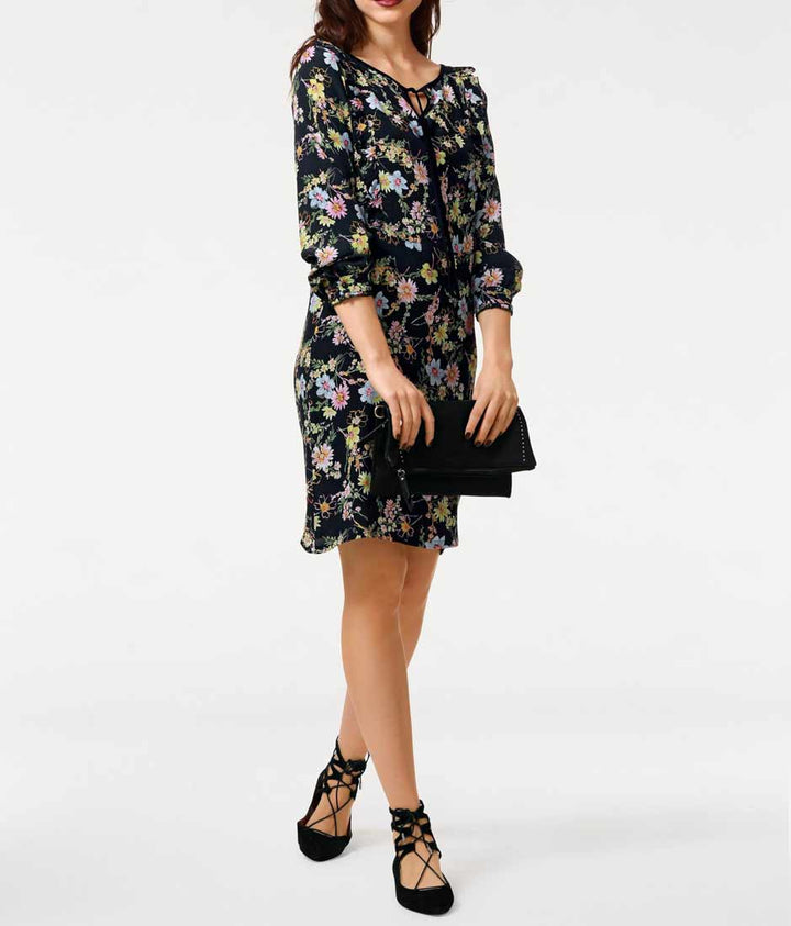 HEINE - BEST CONNECTIONS Damen Druckkleid, schwarz-bunt