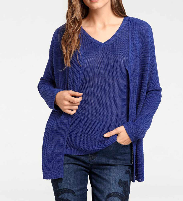 HEINE - BEST CONNECTIONS Damen Strick-Twinset, royalblau