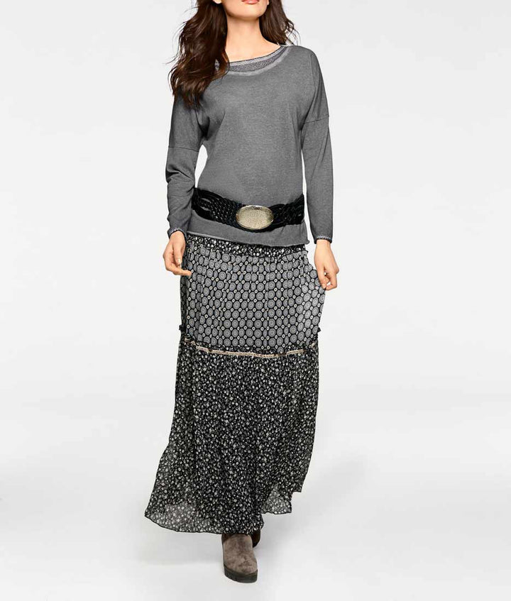 Linea Tesini Damen Designer-Feinstrickpullover, grau-used