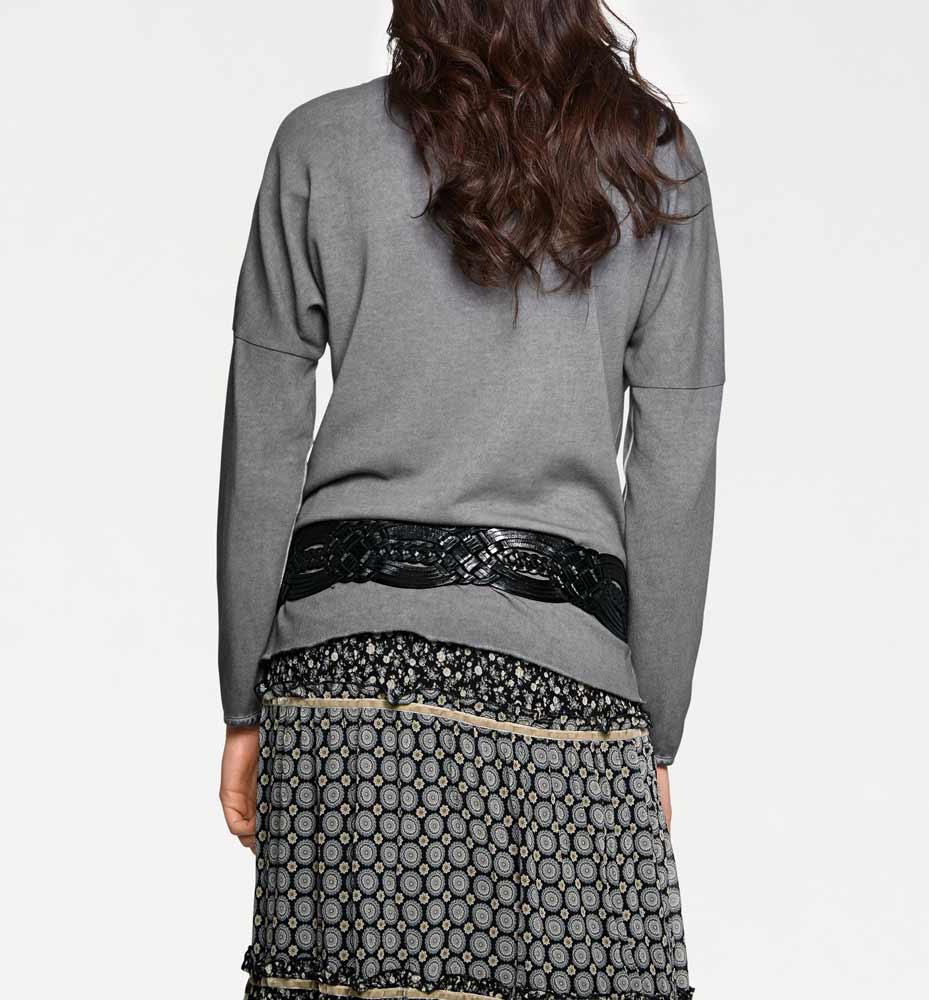 Linea Tesini Damen Designer-Feinstrickpullover, grau-used