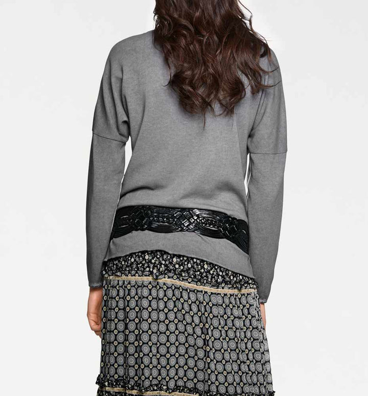 Linea Tesini Damen Designer-Feinstrickpullover, grau-used