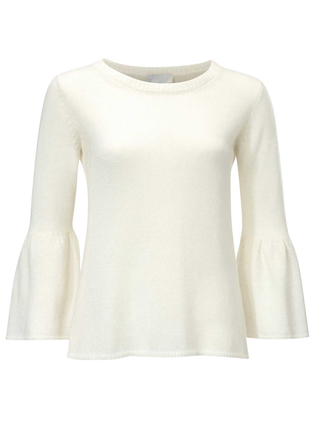 HEINE Damen Pullover m. Volants, offwhite