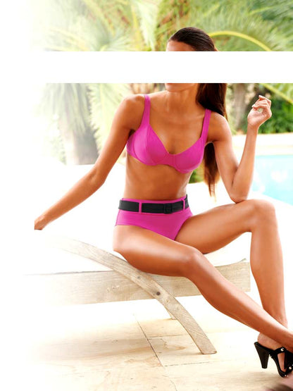 Heine Damen Body-Shaping-Bikini, pink-schwarz