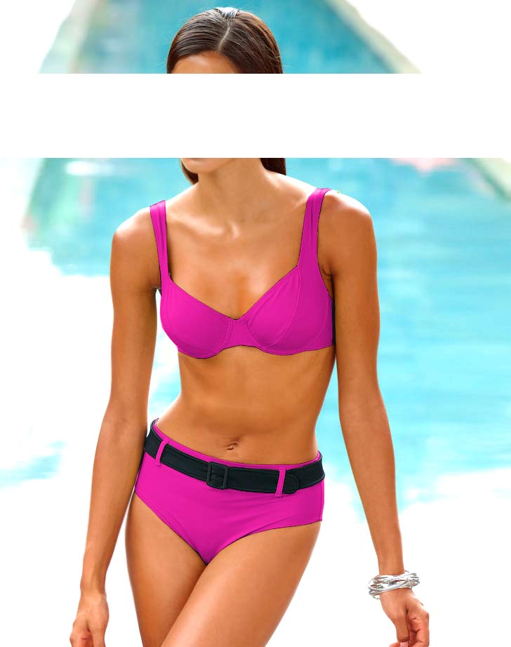Heine Damen Body-Shaping-Bikini, pink-schwarz