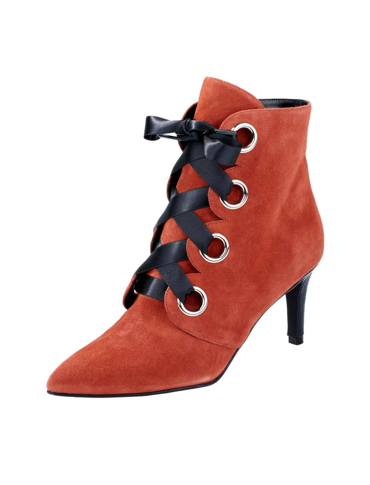 HEINE Damen Ziegenveloursleder-Stiefelette, koralle
