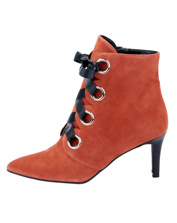 HEINE Damen Ziegenveloursleder-Stiefelette, koralle