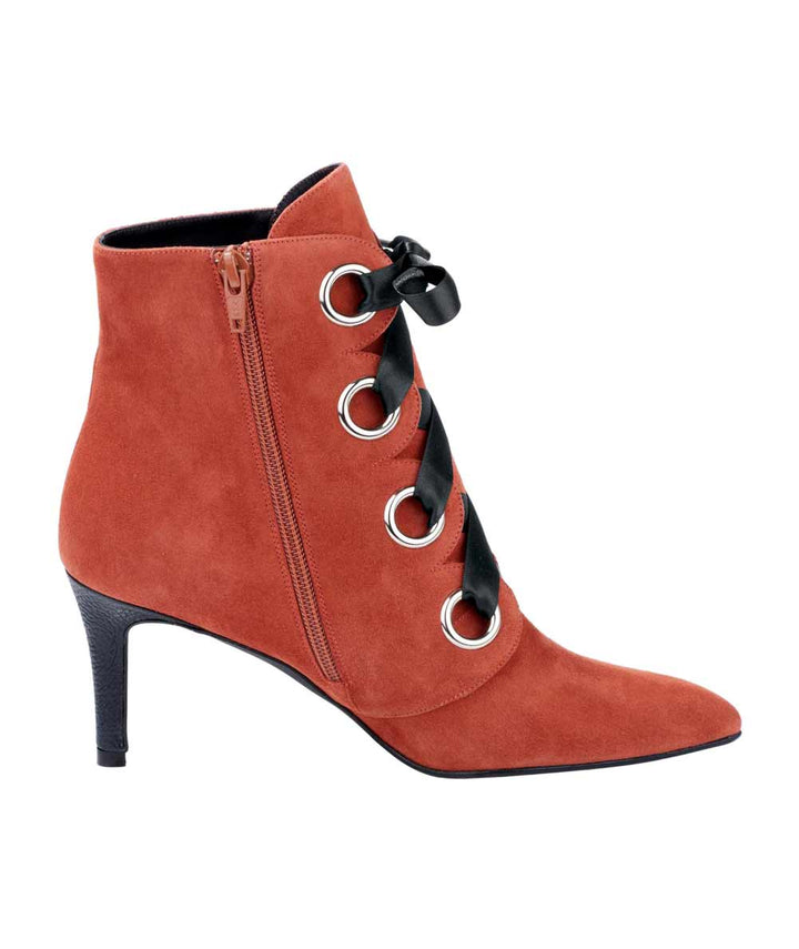 HEINE Damen Ziegenveloursleder-Stiefelette, koralle