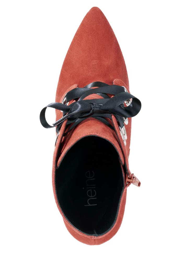 HEINE Damen Ziegenveloursleder-Stiefelette, koralle
